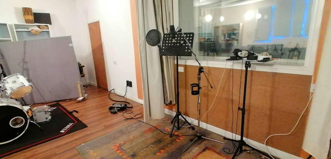 Recording room vocal booth drum percussion